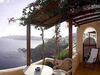 Santorini and Oia (Ia) caldera view from Deep Blue Fantasy Suite