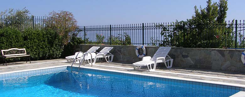 Villa Victoria in Alonissos. Pool and pool terrace with magnificent sea view