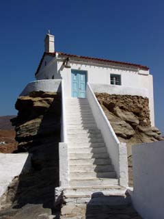 The seaside chapel of Agia Sophia in Andros