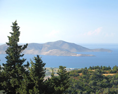 A Panoramic view of the Aegean sea from the island of Kos (Greece), on the left is the island of Pserimos