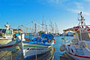 Caiques resting at the port of Naxos